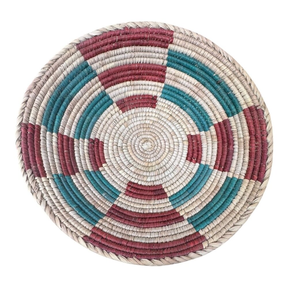 Vintage Southwestern Handwoven Straw Basket Plate Bowl Centerpiece Wall Mount